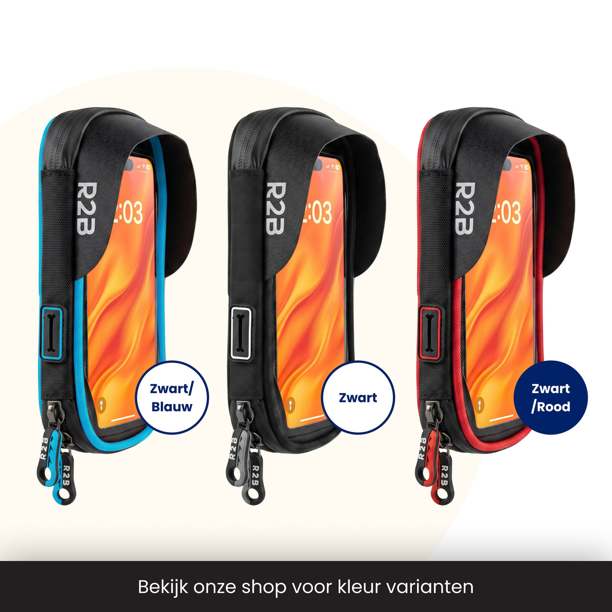 R2B Telefoonhouder Fiets Scooter Motor - Waterdicht & Compact - Opbergvak - Zwart/Rood - Telefoonhouder fiets