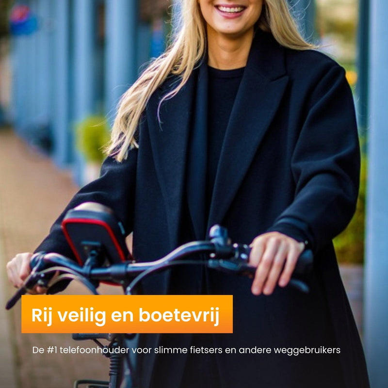 R2B Telefoonhouder fiets waterdicht - Ook geschikt voor scooter en motor - Model Den Haag - Zwart/Rood - R2B Store