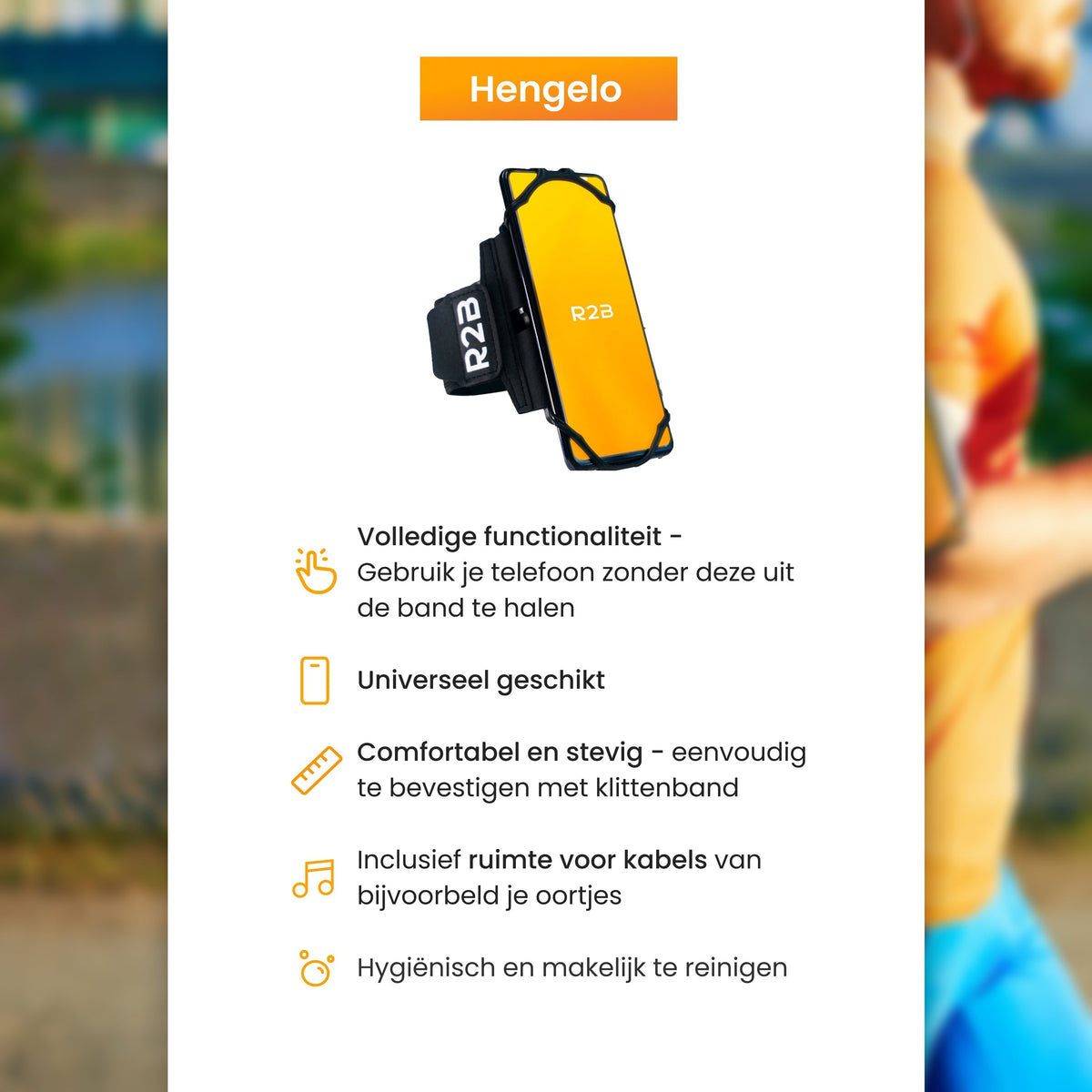 R2B Telefoonhouder Hardlopen - 360° Rotatie - Universeel - Zwart - Telefoonhouder sport