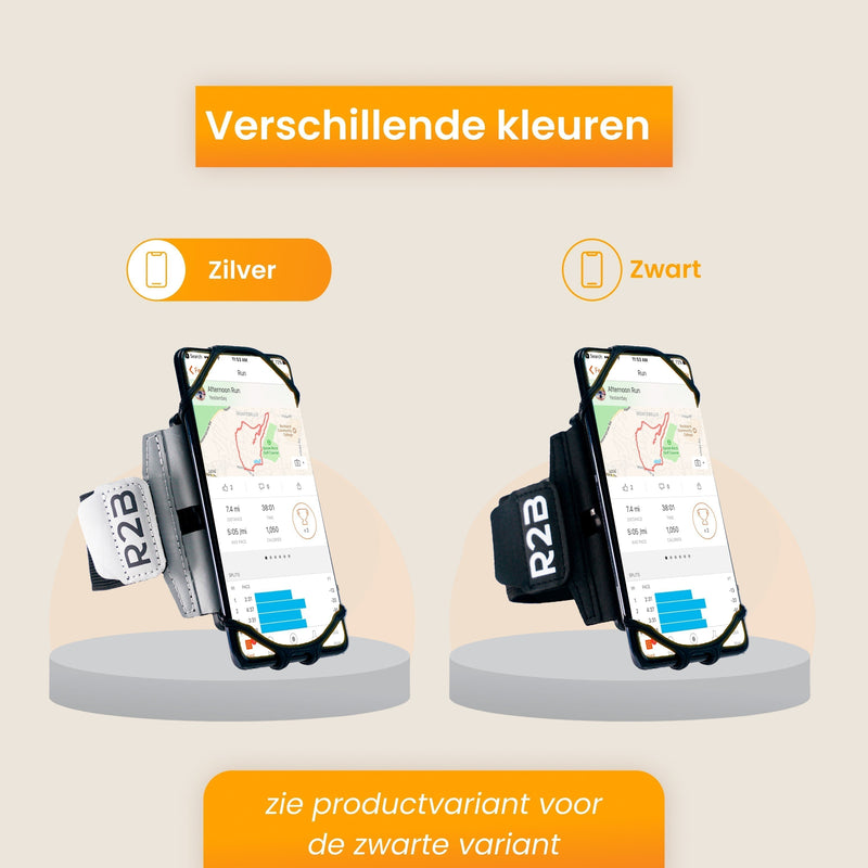 R2B Telefoonhouder hardlopen met 360 graden rotatie - Model Hengelo - Zilver - Telefoonhouder sport