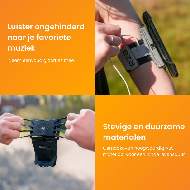 R2B Telefoonhouder hardlopen met 360 graden rotatie - Model Hengelo - Zilver - Telefoonhouder sport