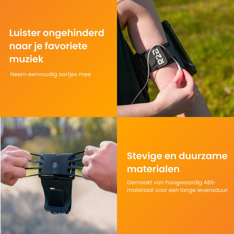 R2B Telefoonhouder hardlopen met 360 graden rotatie - Model Hengelo - Zwart - Telefoonhouder sport