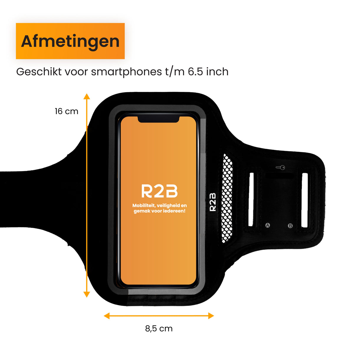R2B Telefoonhouder Hardlopen - Waterdicht - Reflecterend - Opbergvak voor pasjes/sleutels - Telefoonhouder sport