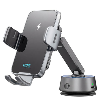 R2B Telefoonhouders Auto Zuignap met Draadloze Oplader & Elektrische Vacuüm Zuignap