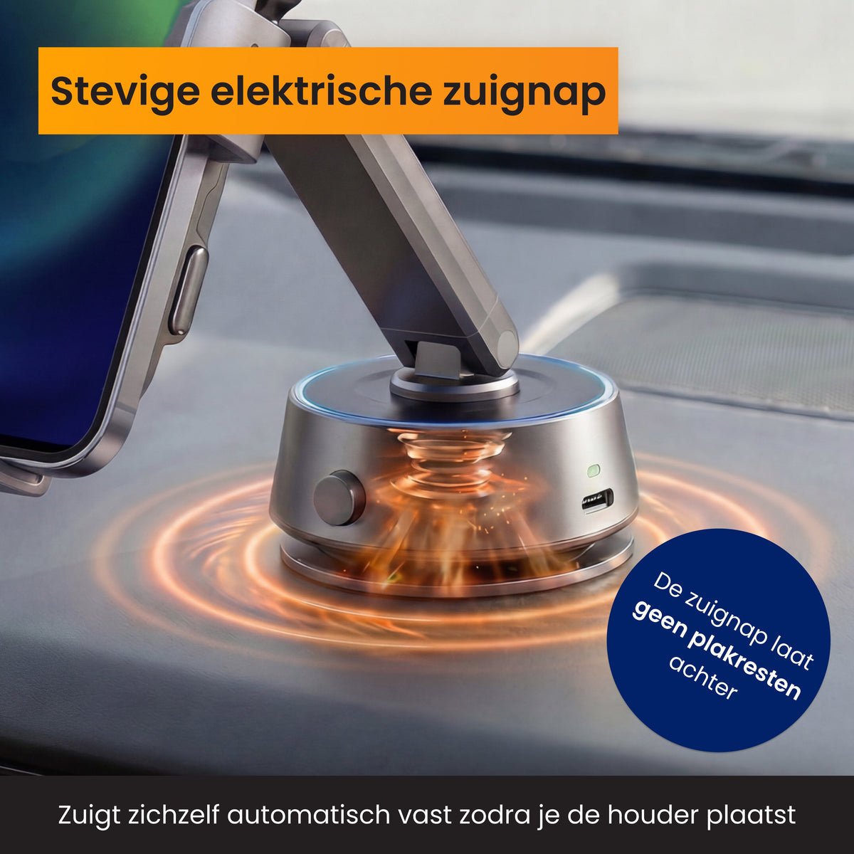 R2B Telefoonhouders Auto Zuignap met Draadloze Oplader & Elektrische Vacuüm Zuignap
