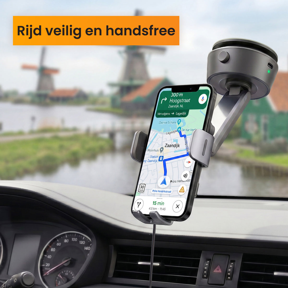 R2B Telefoonhouders Auto Zuignap met Draadloze Oplader & Elektrische Vacuüm Zuignap