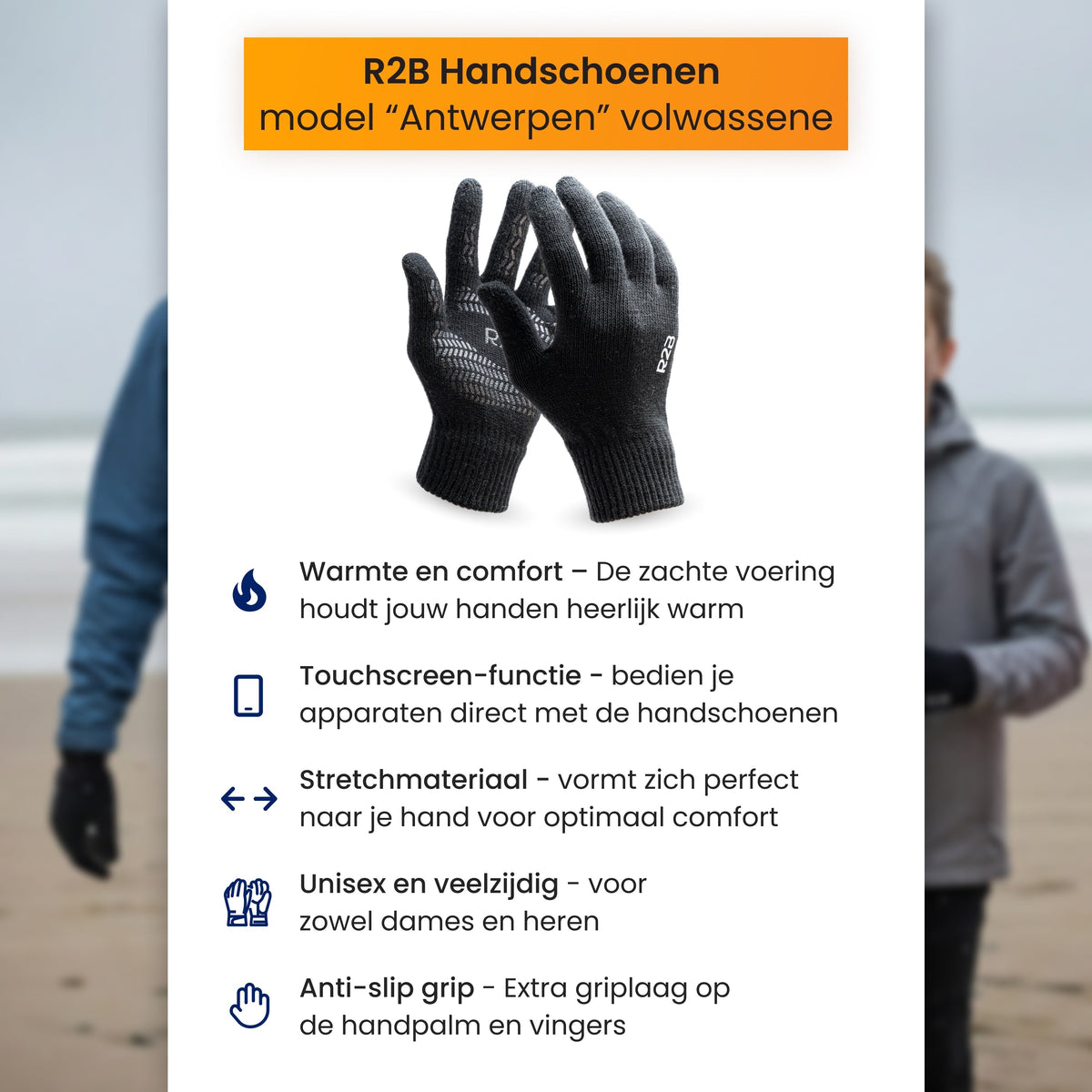 R2B Touchscreen Handschoenen - Dames & Heren