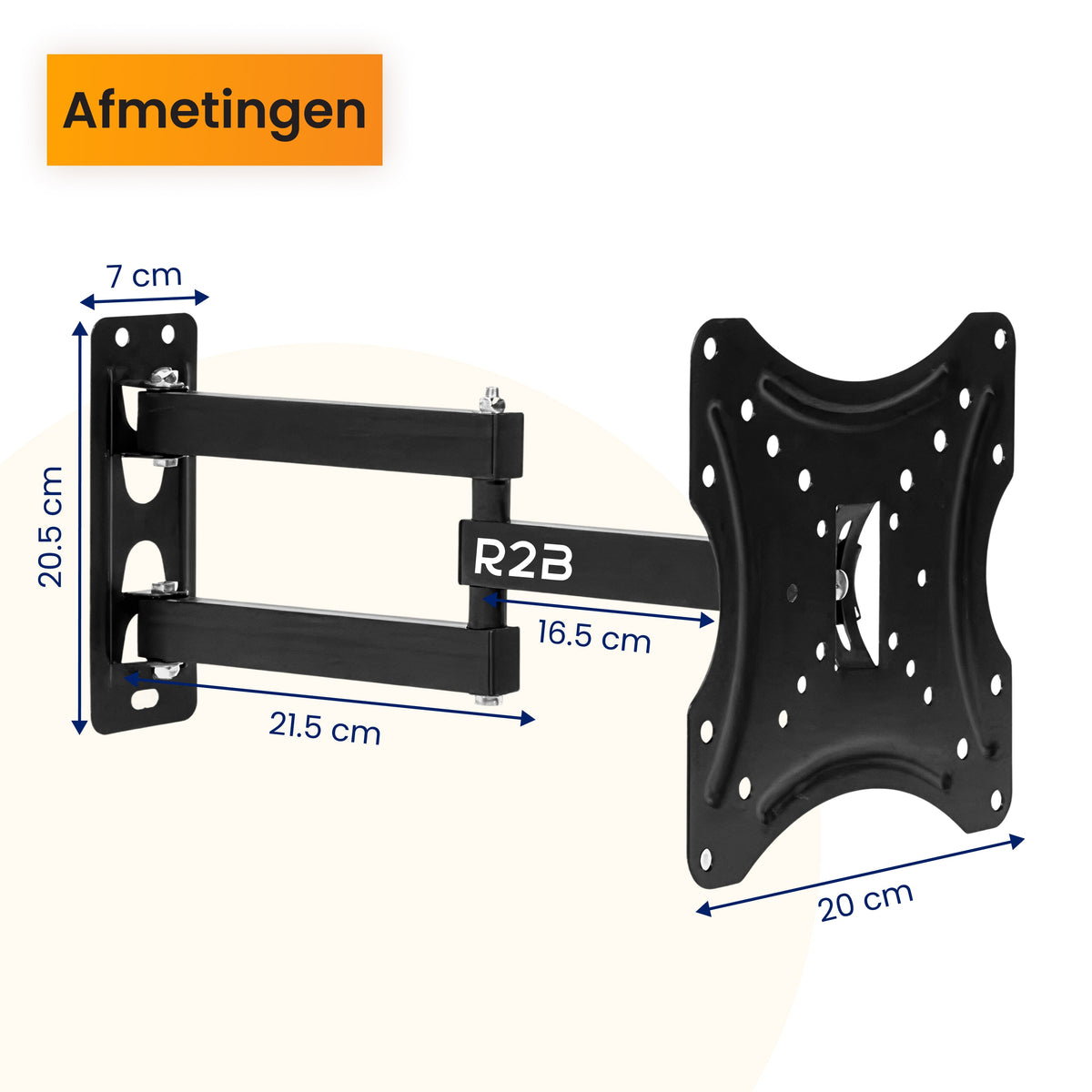 R2B TV Beugel 14 t/m 42 Inch - Draaibaar & Kantelbaar - VESA 200x200