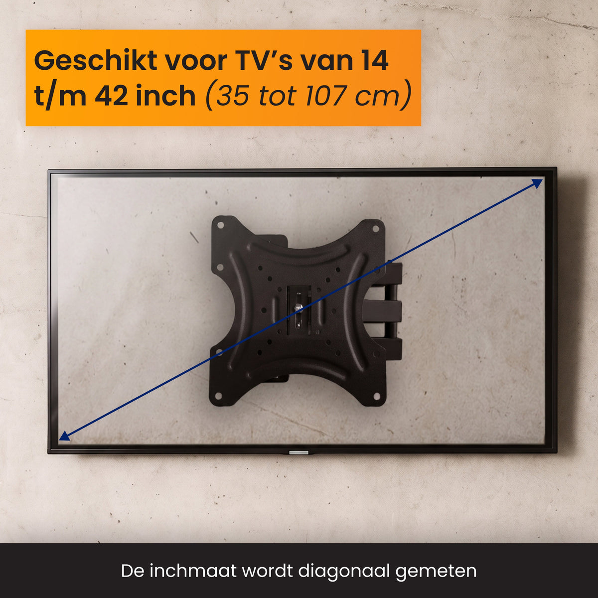 R2B TV Beugel 14 t/m 42 Inch - Draaibaar & Kantelbaar - VESA 200x200