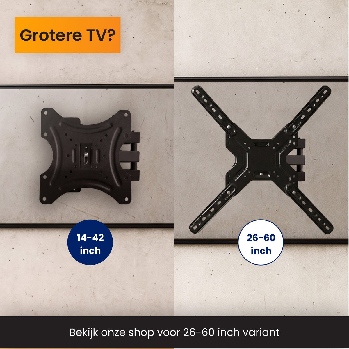 R2B TV Beugel 14 t/m 42 Inch - Draaibaar & Kantelbaar - VESA 200x200