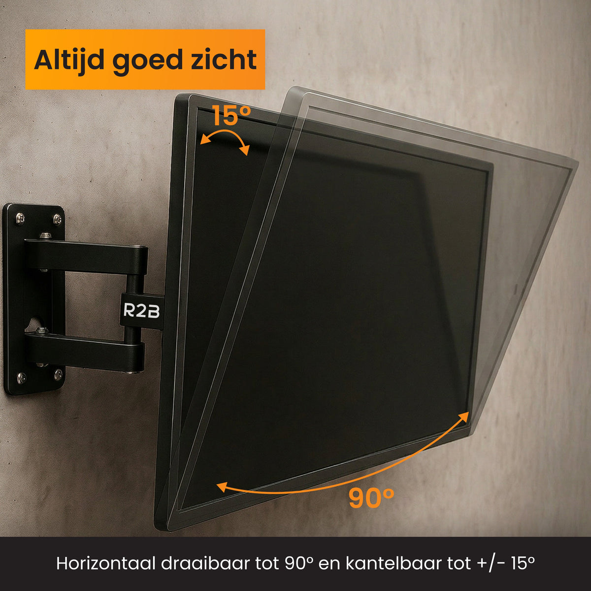R2B TV Beugel 14 t/m 42 Inch - Draaibaar & Kantelbaar - VESA 200x200