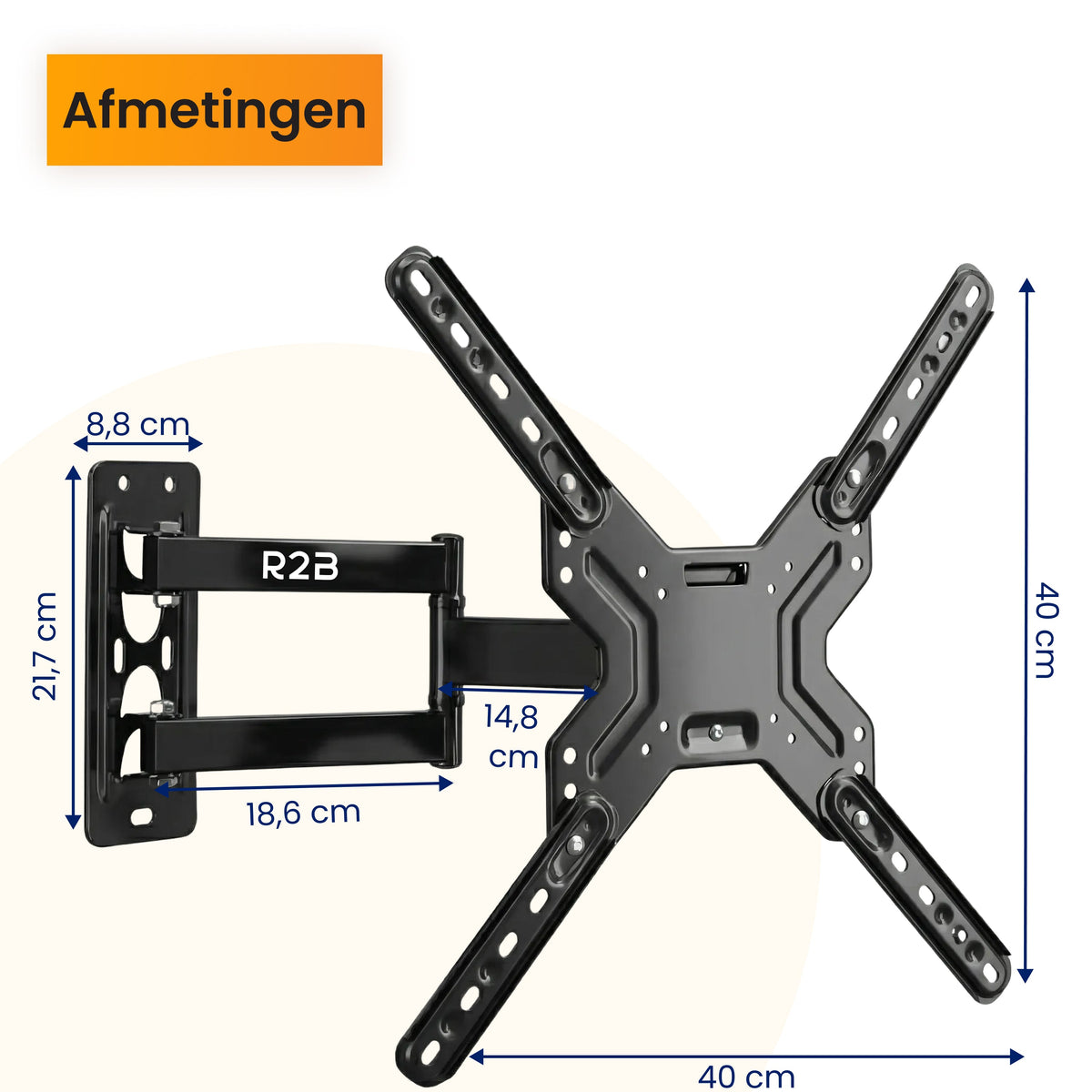R2B TV Beugel 26 t/m 60 Inch - Draaibaar & Kantelbaar - VESA 400x400
