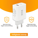 R2B USB-A & USB-C Adapter - 2-in-1 USB Stekker - Stevig & Betrouwbaar - Wit