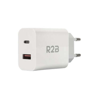 R2B USB-A & USB-C Adapter - 2-in-1 USB Stekker - Stevig & Betrouwbaar - Wit