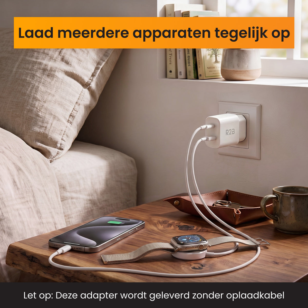 R2B USB-A & USB-C Adapter - 2-in-1 USB Stekker - Stevig & Betrouwbaar - Wit