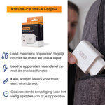 R2B USB-A & USB-C Adapter - 2-in-1 USB Stekker - Stevig & Betrouwbaar - Wit