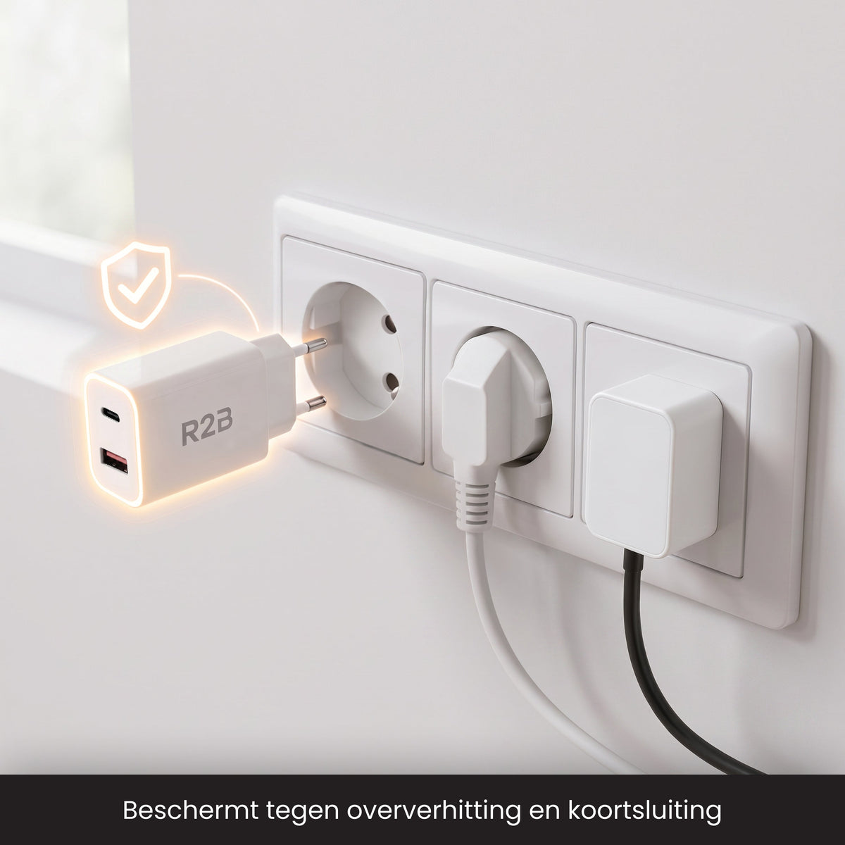 R2B USB-A & USB-C Adapter - 2-in-1 USB Stekker - Stevig & Betrouwbaar - Wit