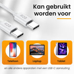 R2B USB-C naar USB-C Kabel - 2 Meter - Snelladen - Stevig & Betrouwbaar - Wit