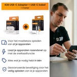 R2B USB-C naar USB-C Kabel met USB-C Adapter - 1 Meter - Snelladen