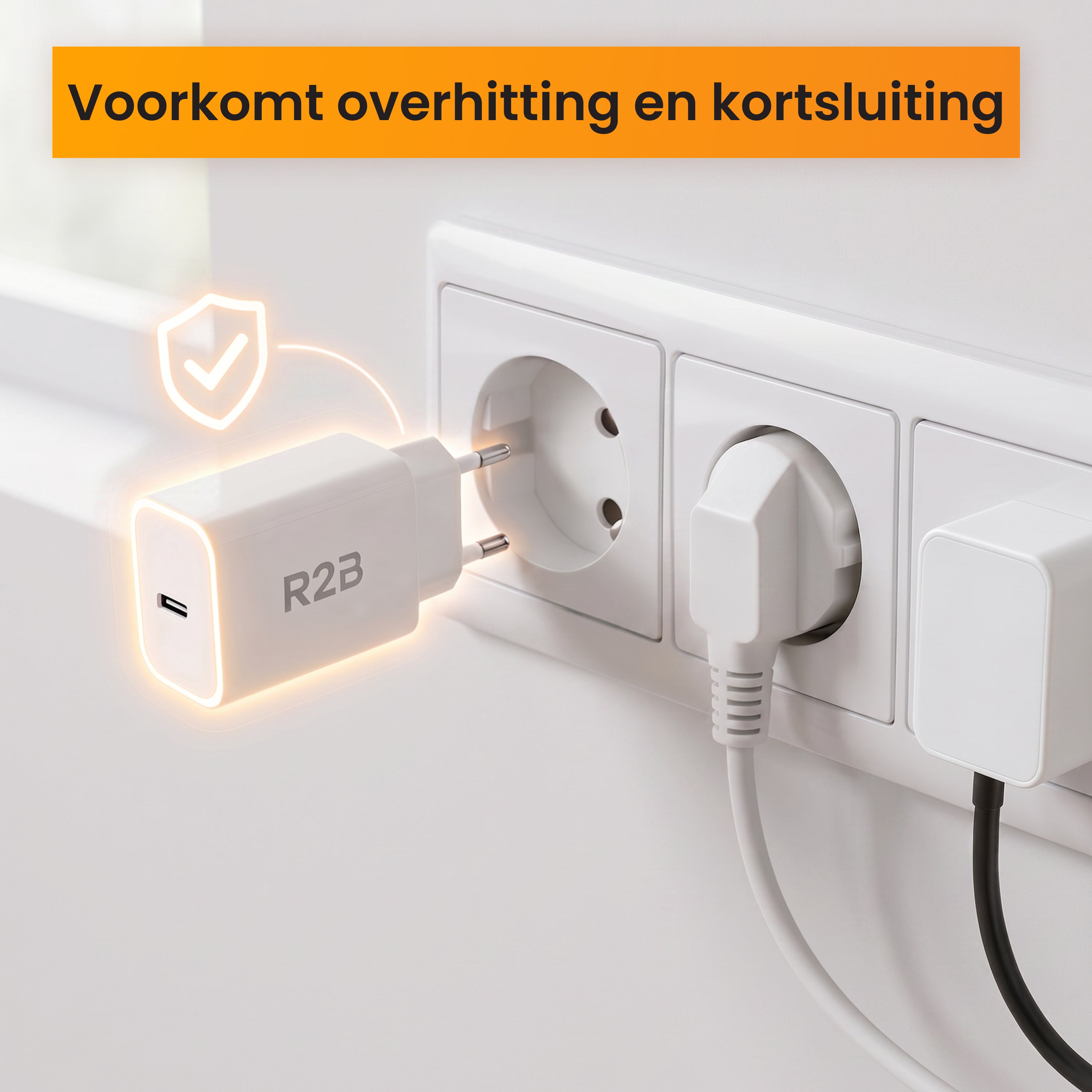 R2B USB-C naar USB-C Kabel met USB-C Adapter - 2 Meter - Snelladen