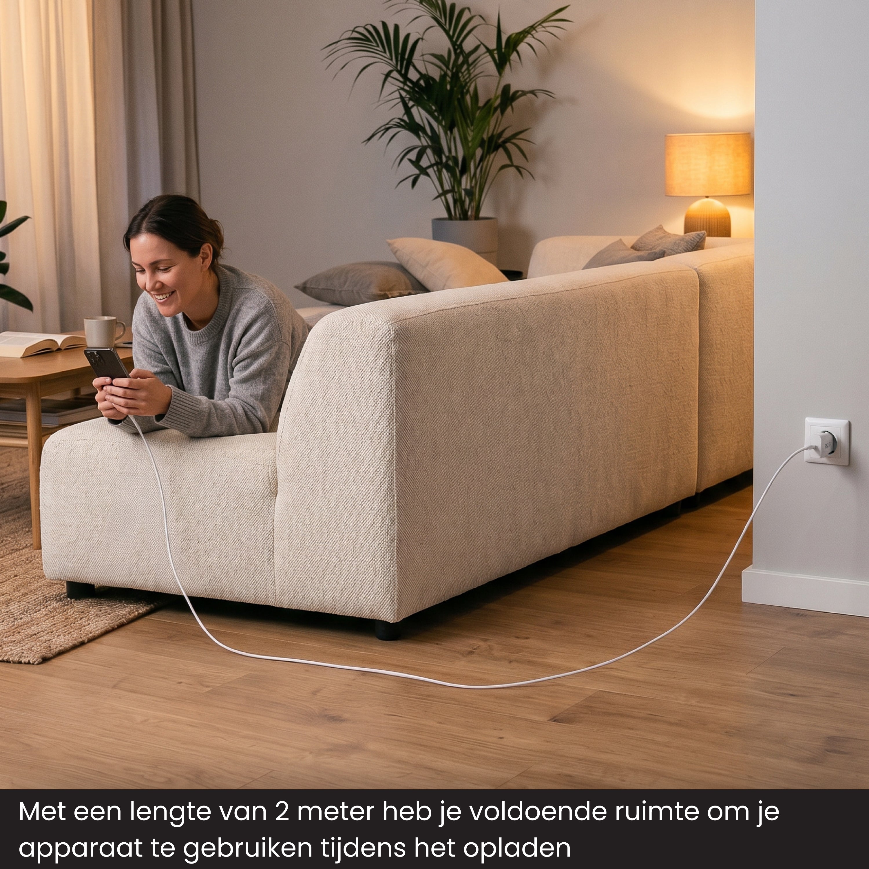 R2B USB-C naar USB-C Kabel met USB-C Adapter - 2 Meter - Snelladen