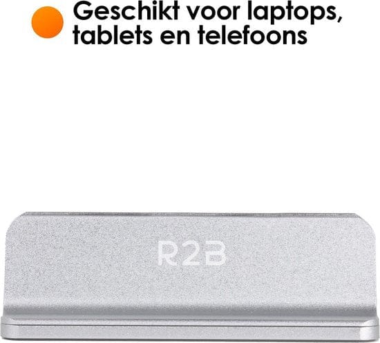 R2B Verstelbare verticale tablet en laptophouder - Model Oss - Zilver - R2B Store