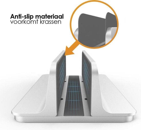 R2B Verstelbare verticale tablet en laptophouder - Model Oss - Zilver - R2B Store