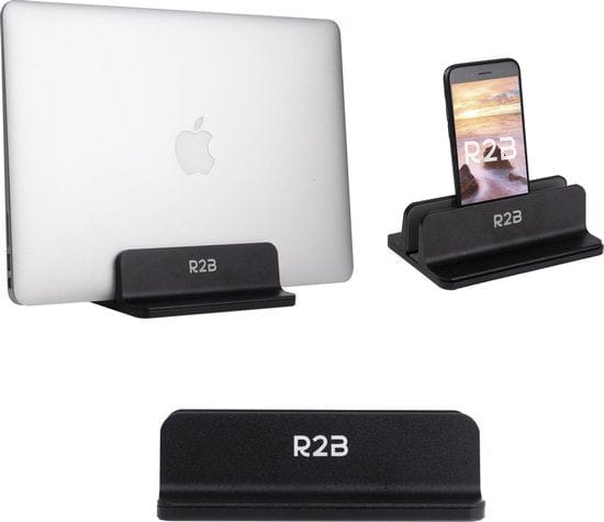 R2B Verstelbare verticale tablet en laptophouder - Model Oss - Zwart - R2B Store