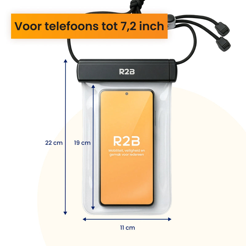R2B Waterdicht Telefoonhoesje met Koord - 1 Stuk - Universeel - Veilig en Toegankelijk - Telefoonhoesje