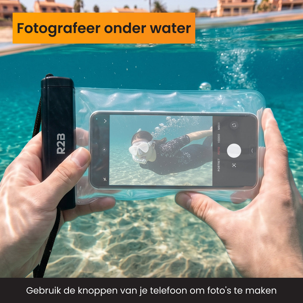 R2B Waterdicht Telefoonhoesje met Koord - 1 Stuk - Universeel - Veilig en Toegankelijk - Telefoonhoesje