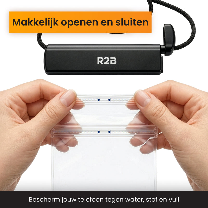 R2B Waterdicht Telefoonhoesje met Koord - 1 Stuk - Universeel - Veilig en Toegankelijk - Telefoonhoesje