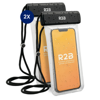 R2B Waterdicht Telefoonhoesje met Koord - 2 Stuks - Universeel - Veilig en Toegankelijk - Zwart - Telefoonhoesje