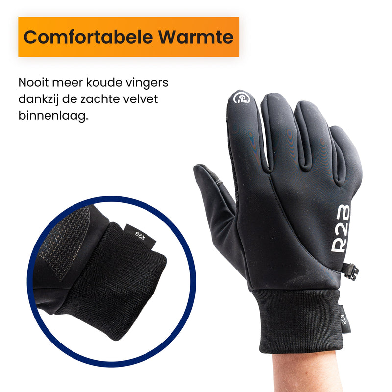 R2B Waterdichte Handschoenen - Touchscreen & Grip - Dames & Heren - Zwart