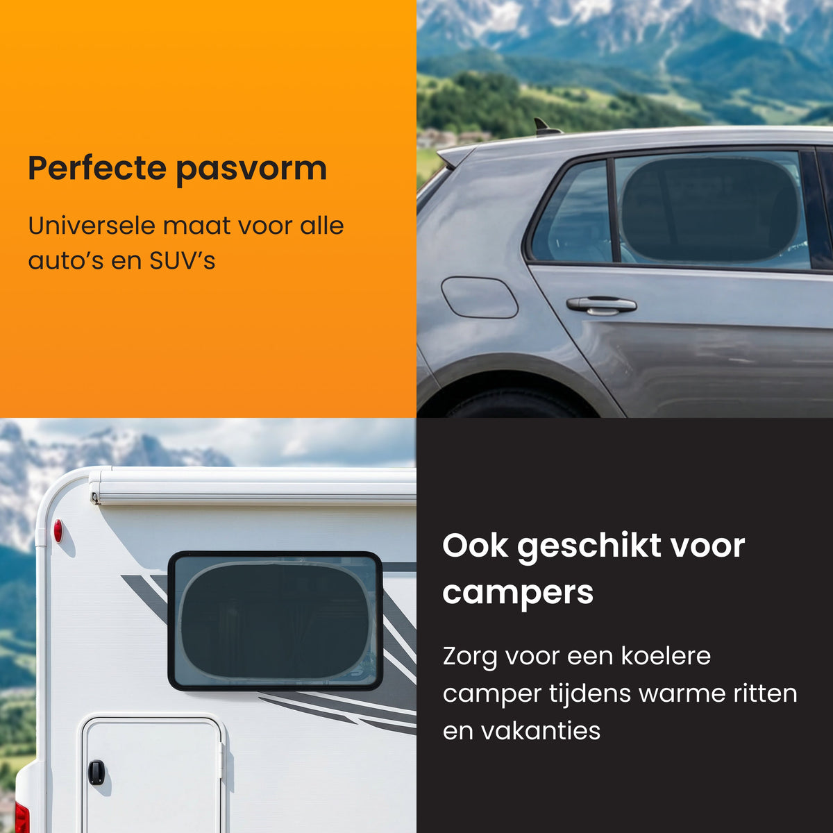 R2B Zonnescherm Auto Zijruit - 2 Stuks - Hittewerend & UV-Beschermend - Zelfklevend & Universeel - Zonnescherm Auto