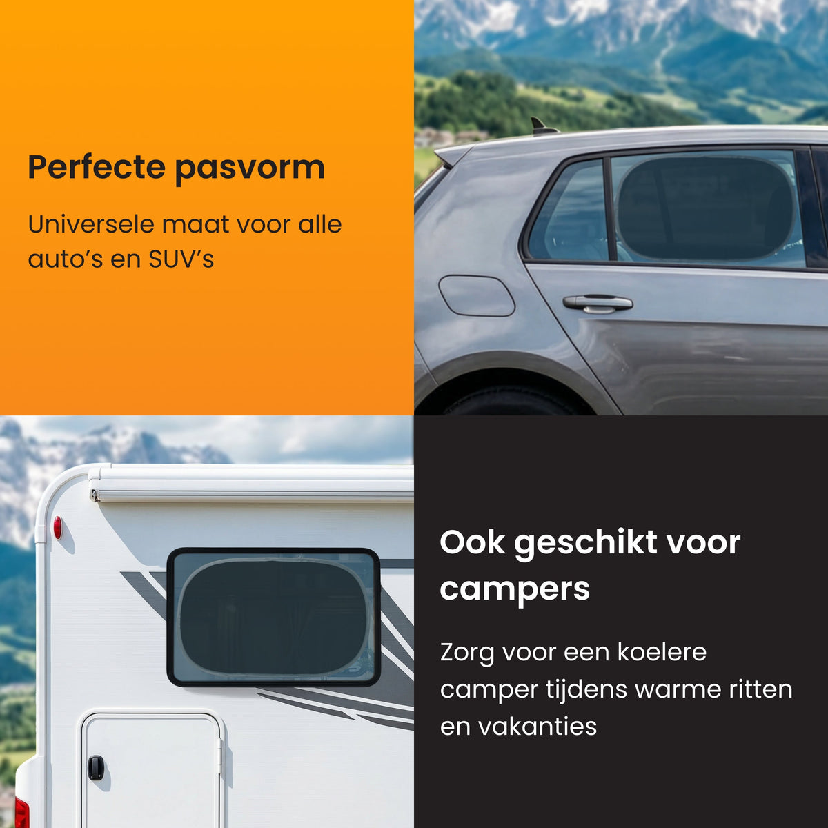 R2B Zonnescherm Auto Zijruit - 2 Stuks - Hittewerend - Zelfklevend - Zonnescherm Auto