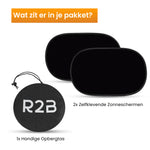 R2B Zonnescherm Auto Zijruit - Universele set van 2 - Zelfklevende Zonwering Auto - Zonnescherm Auto