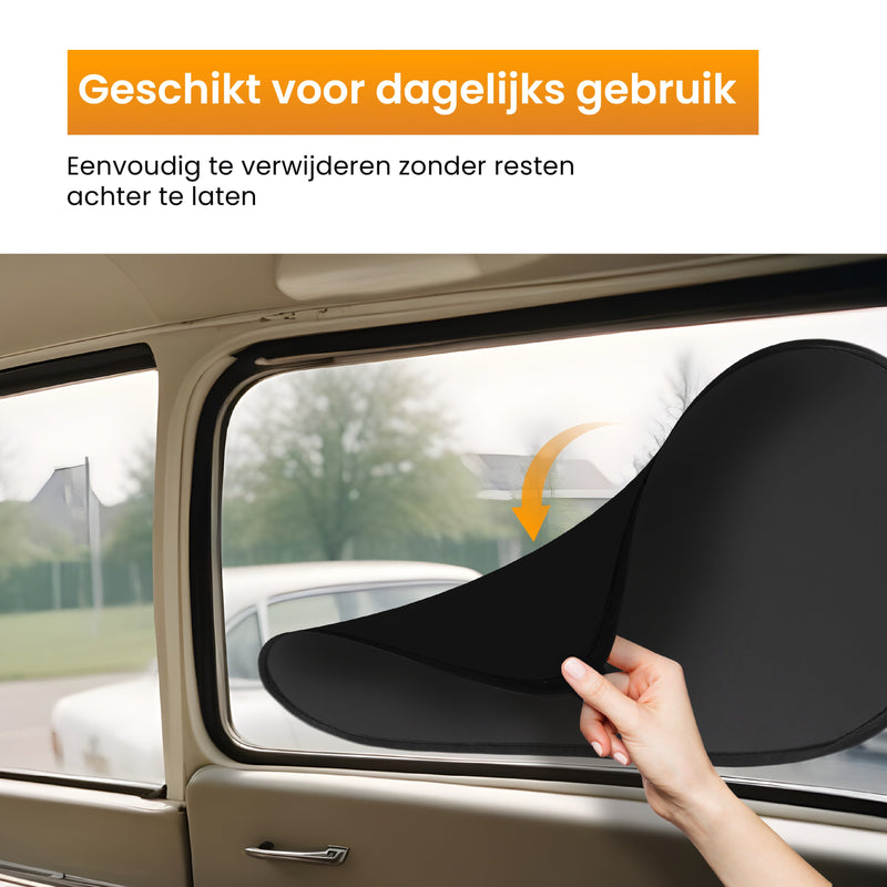 R2B Zonnescherm Auto Zijruit - Universele set van 2 - Zelfklevende Zonwering Auto - Zonnescherm Auto