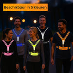 running vest met verlichting beschikbaar in de kleuren oranje, grijs, blauw, geel en roze
