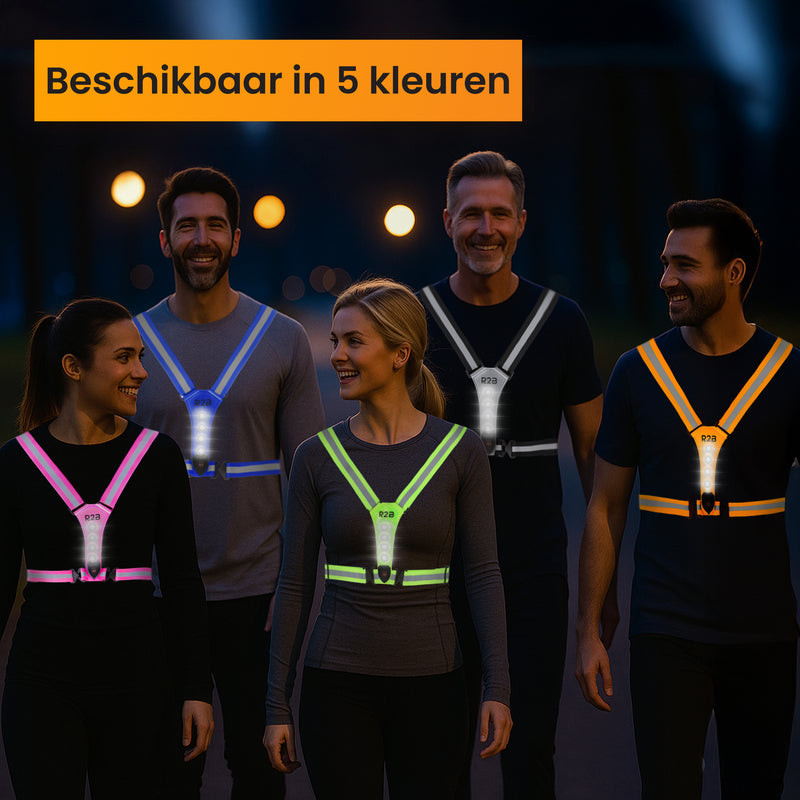 Running vest beschikbaar in de kleuren oranje, blauw, geel, grijs en roze