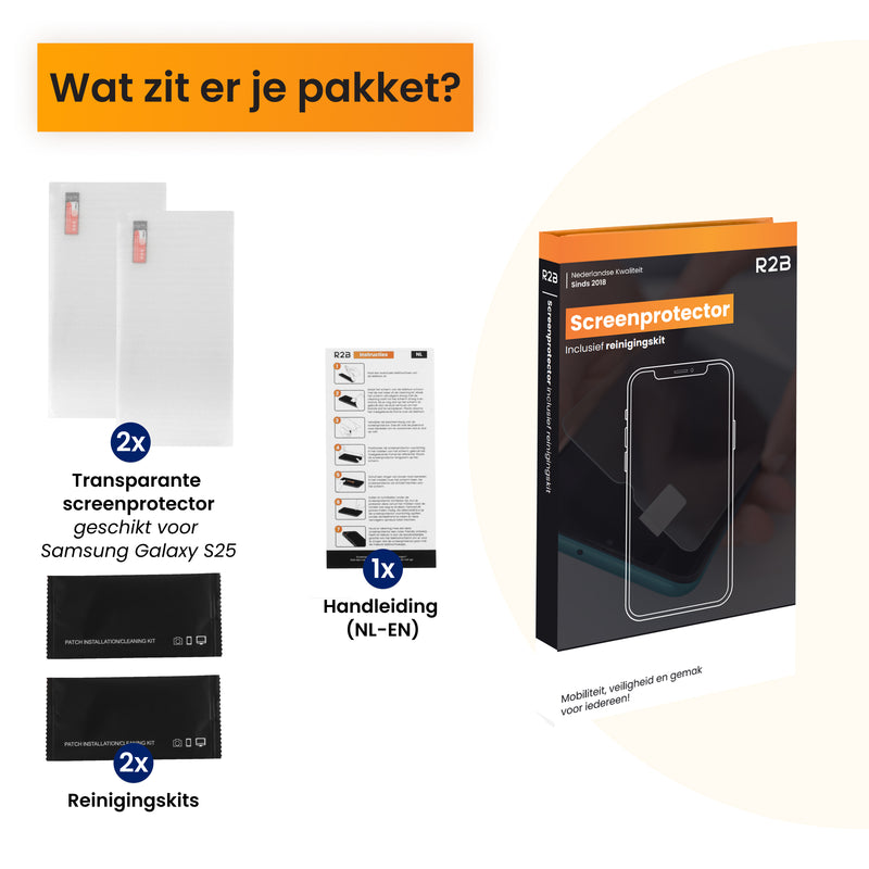 samsung s25 screenprotectors van R2B worden per 2 stuks geleverd