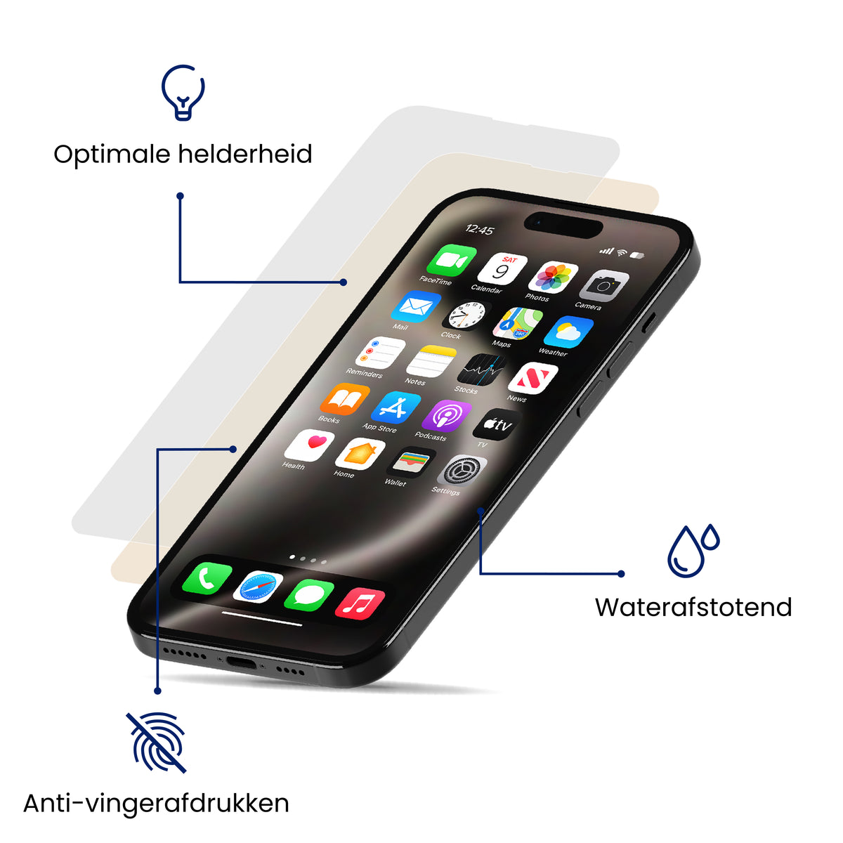 R2B Screenprotector iPhone 18 Pro Max - Tempered Glass - Installatieframe