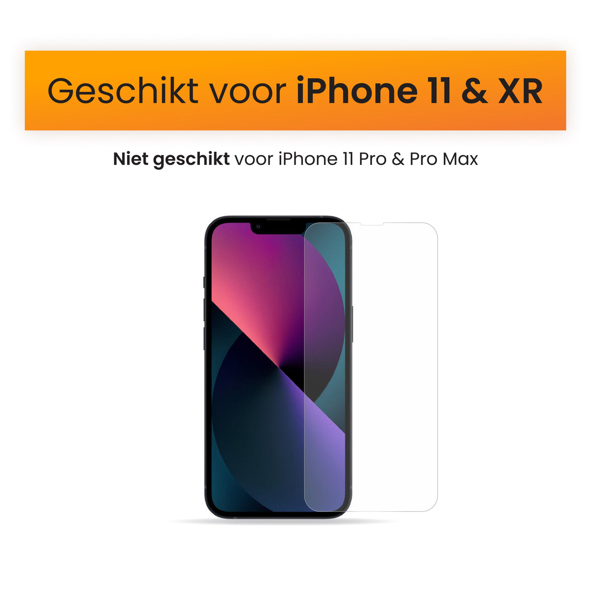 R2B Screenprotector iPhone 11 & XR - Tempered Glass - Installatieframe & Doekjes
