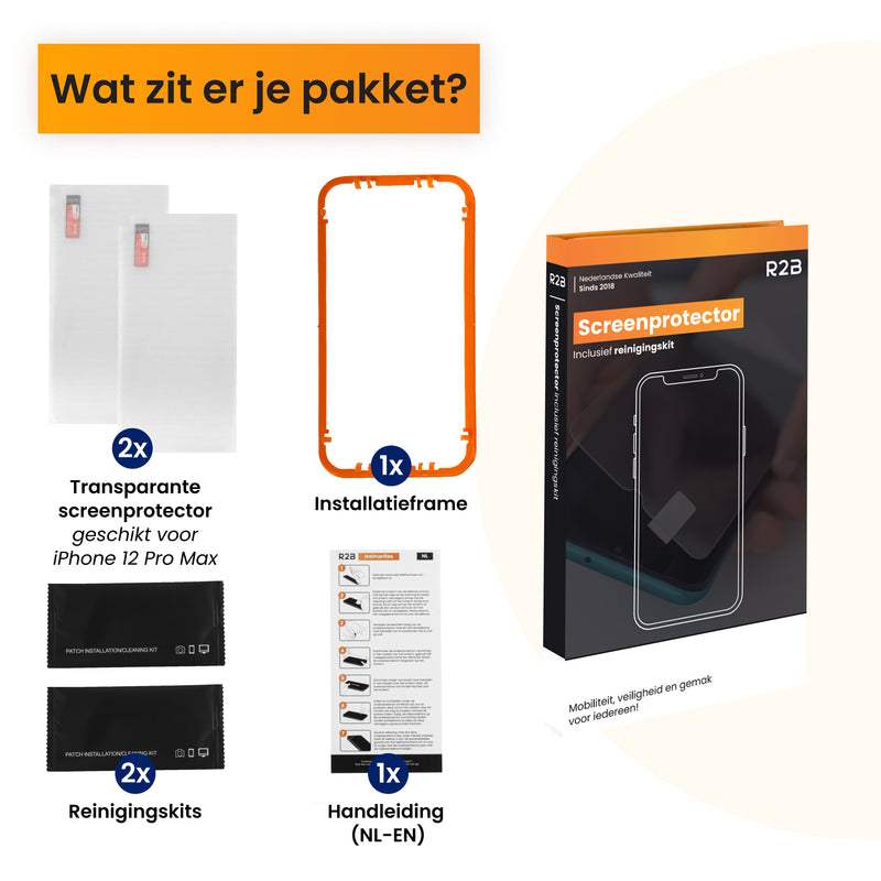 screenprotectors iphone 12 pro max van R2B worden per 2 stuks geleverd