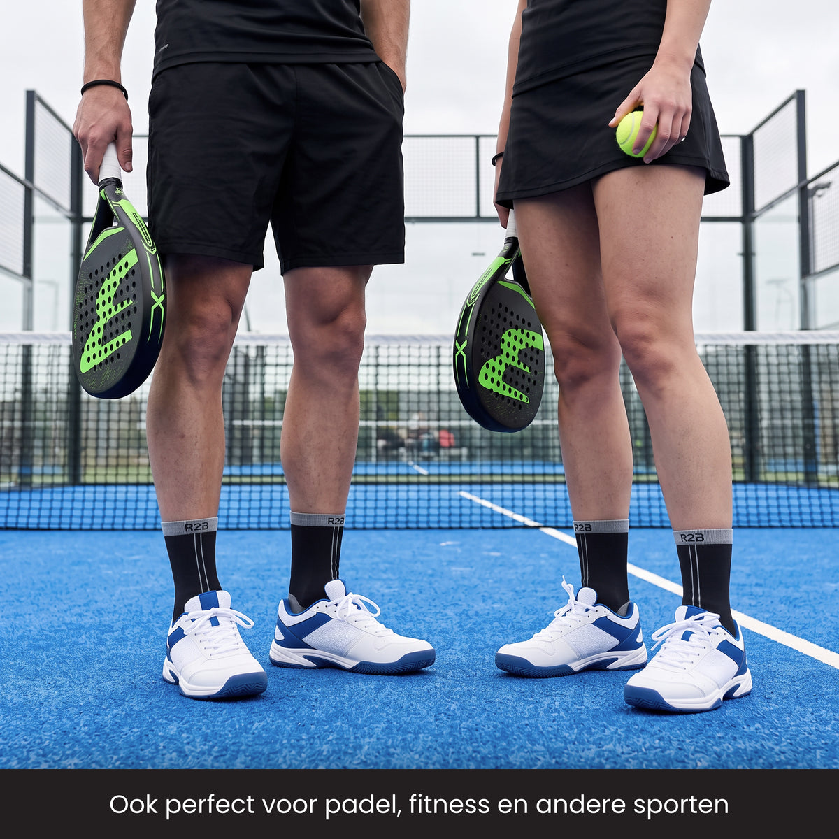R2B Sport Compressiesokken Dames/Heren - Zwart/Grijs