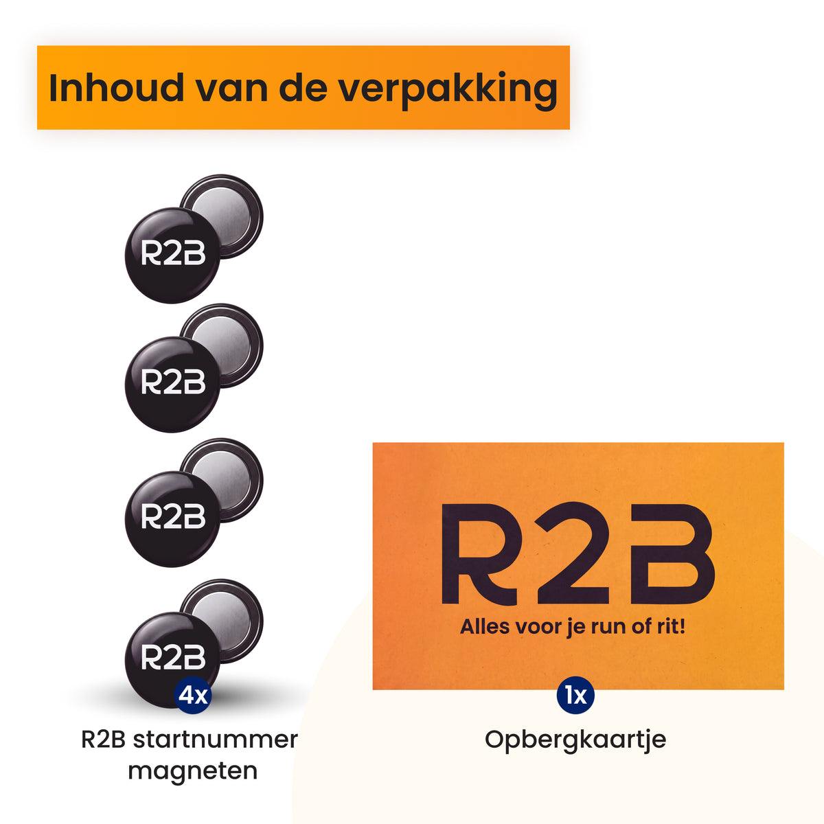 R2B Startnummer magneten - Set van 4 Paar (8 magneten)