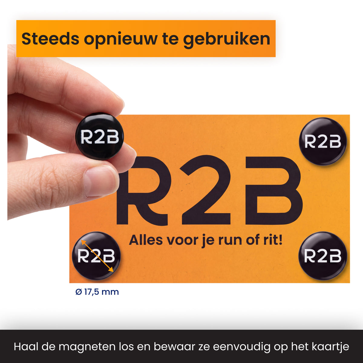 R2B Startnummer magneten - Set van 4 Paar (8 magneten)