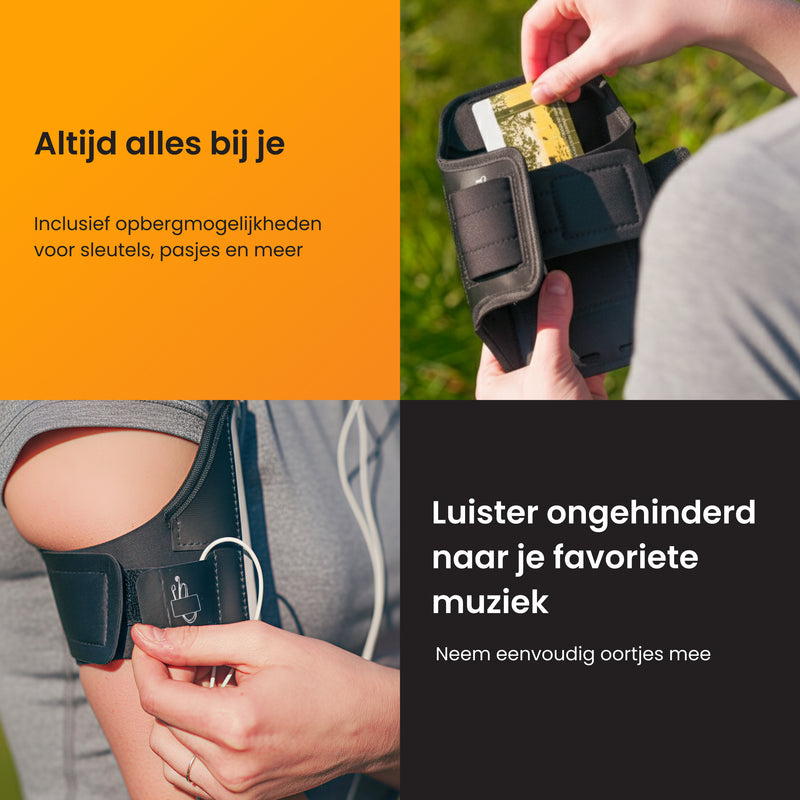 telefoon band hardlopen waar je sleutels en oordopjes in kunt opbergen