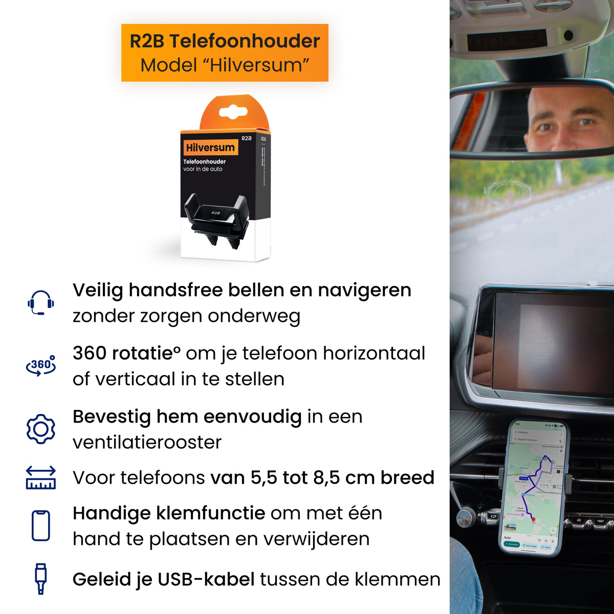 R2B Car Phone Holder - Air Vent - 360° Rotation