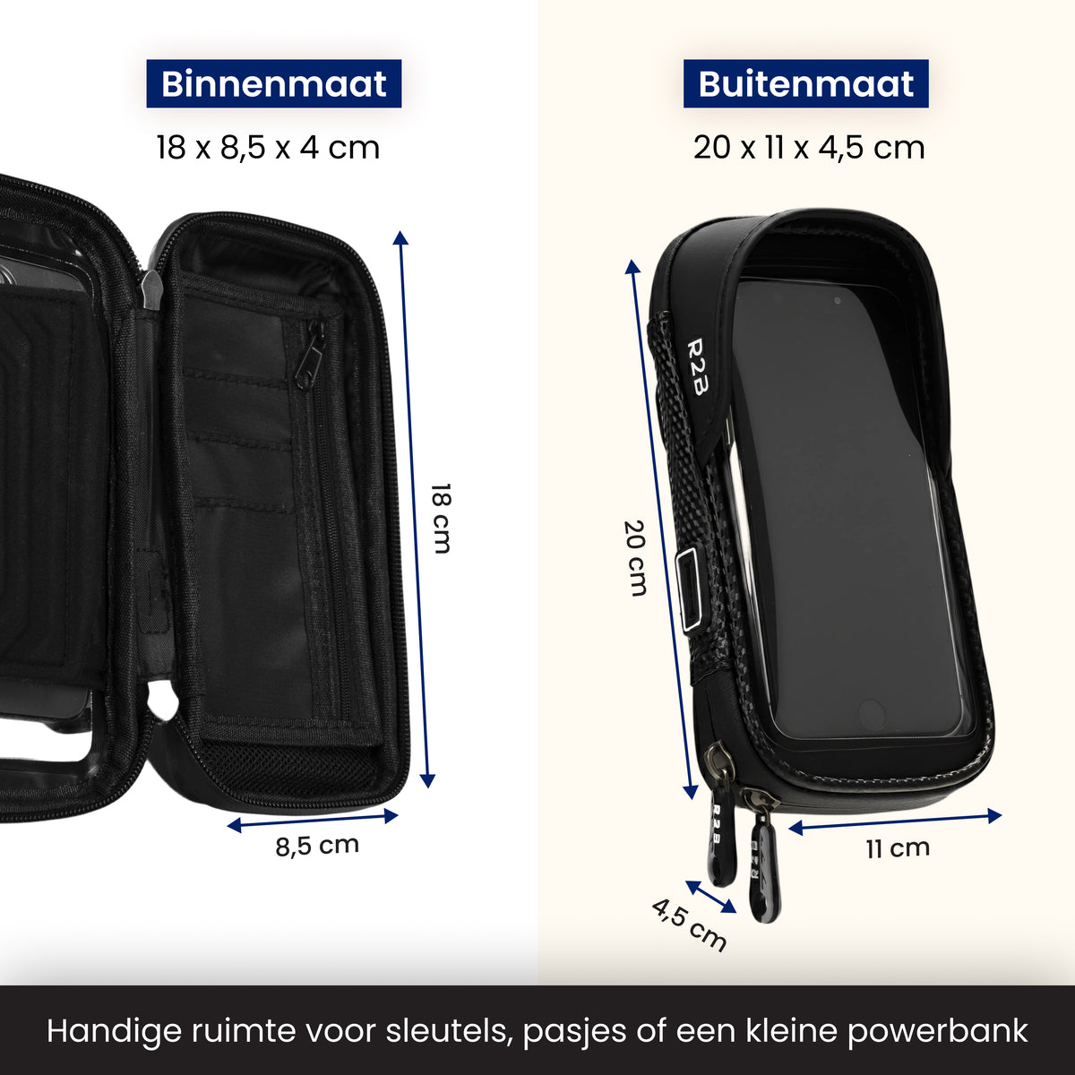 R2B Telefoonhouder Fiets, Motor, Scooter + Powerbank 10.000 mAh