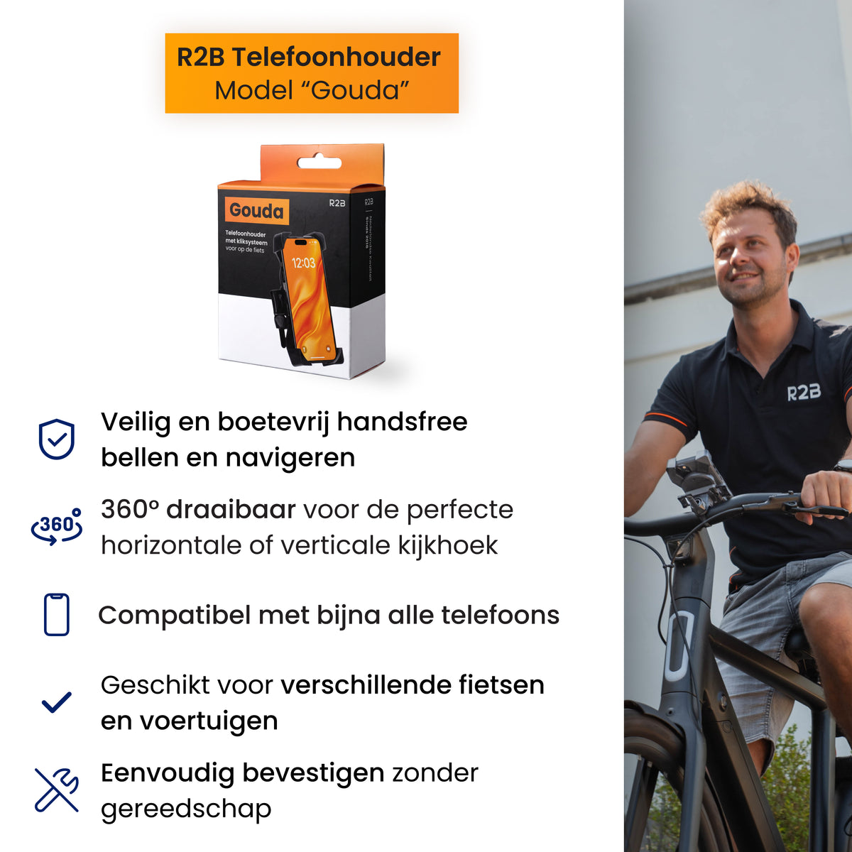 R2B Telefoonhouder Fiets en Scooter met 360° Rotatie - Telefoonhouder fiets